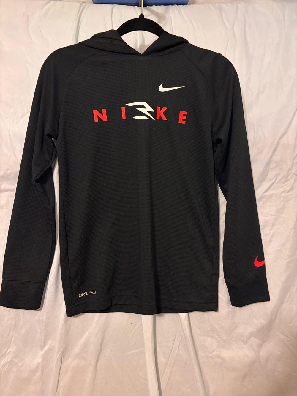 Nike 3Brand Black Hooded Dri-FIT Pullover with Red and White Logos
